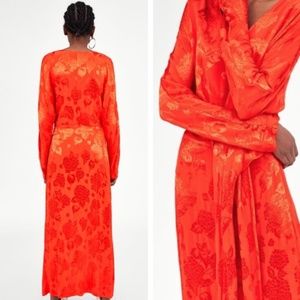 Zara Jacquard Dress with Knot Kimono Style Maxi